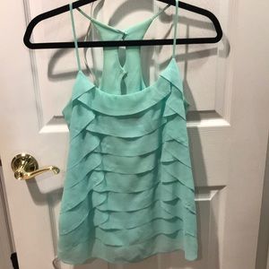 Blue ruffle tank top